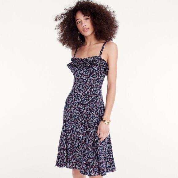 J. Crew Ruffle Stretch Silk Dress in Wisp Floral
Size 10 - Picture 1 of 8
